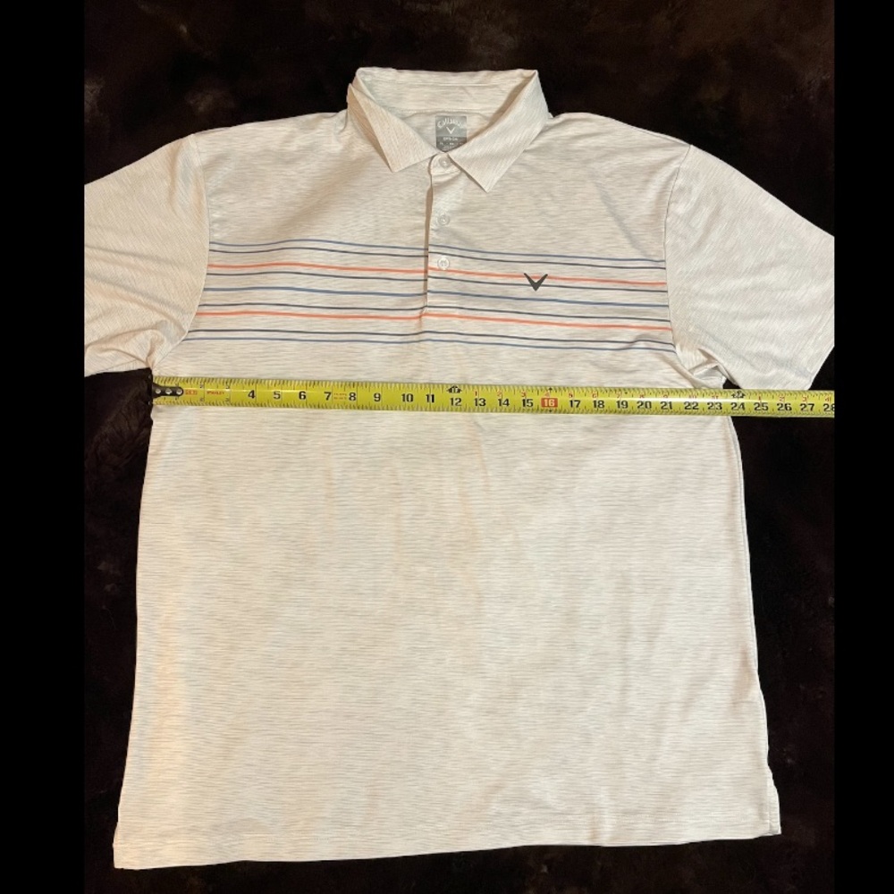 NWOT Callaway Polo Shirt Men XL White Gray Stripe Opti Dri Fit Golf Short Sleeve - Picture 3 of 7
